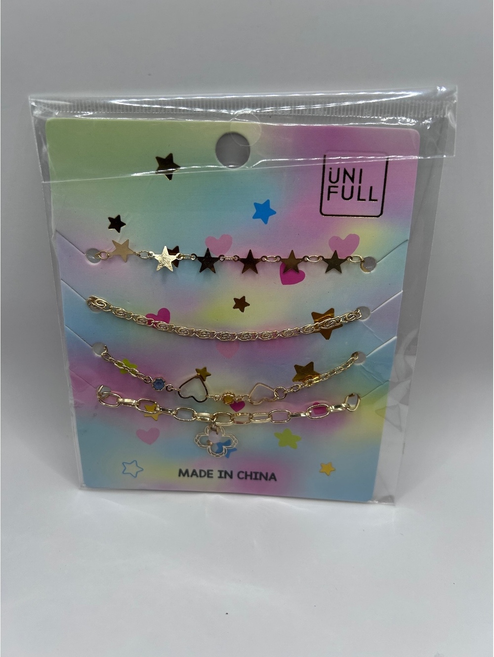 Uni Full Gold Tone Charm Bracelets Set of 4